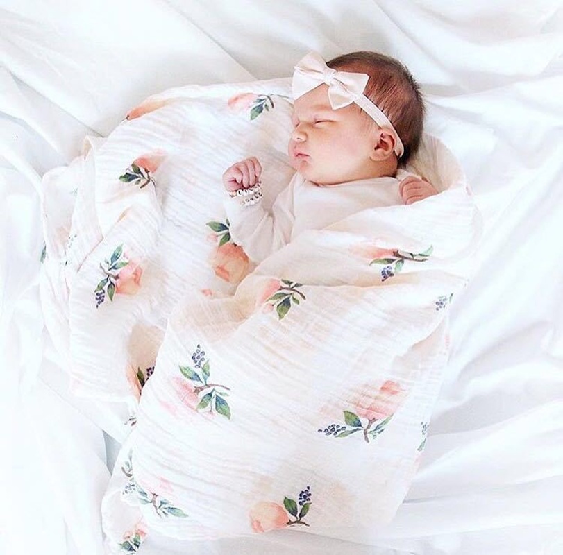 Baby Swaddle Blanket - Rose 120x120cm 70% Bamboo 30% Cotton