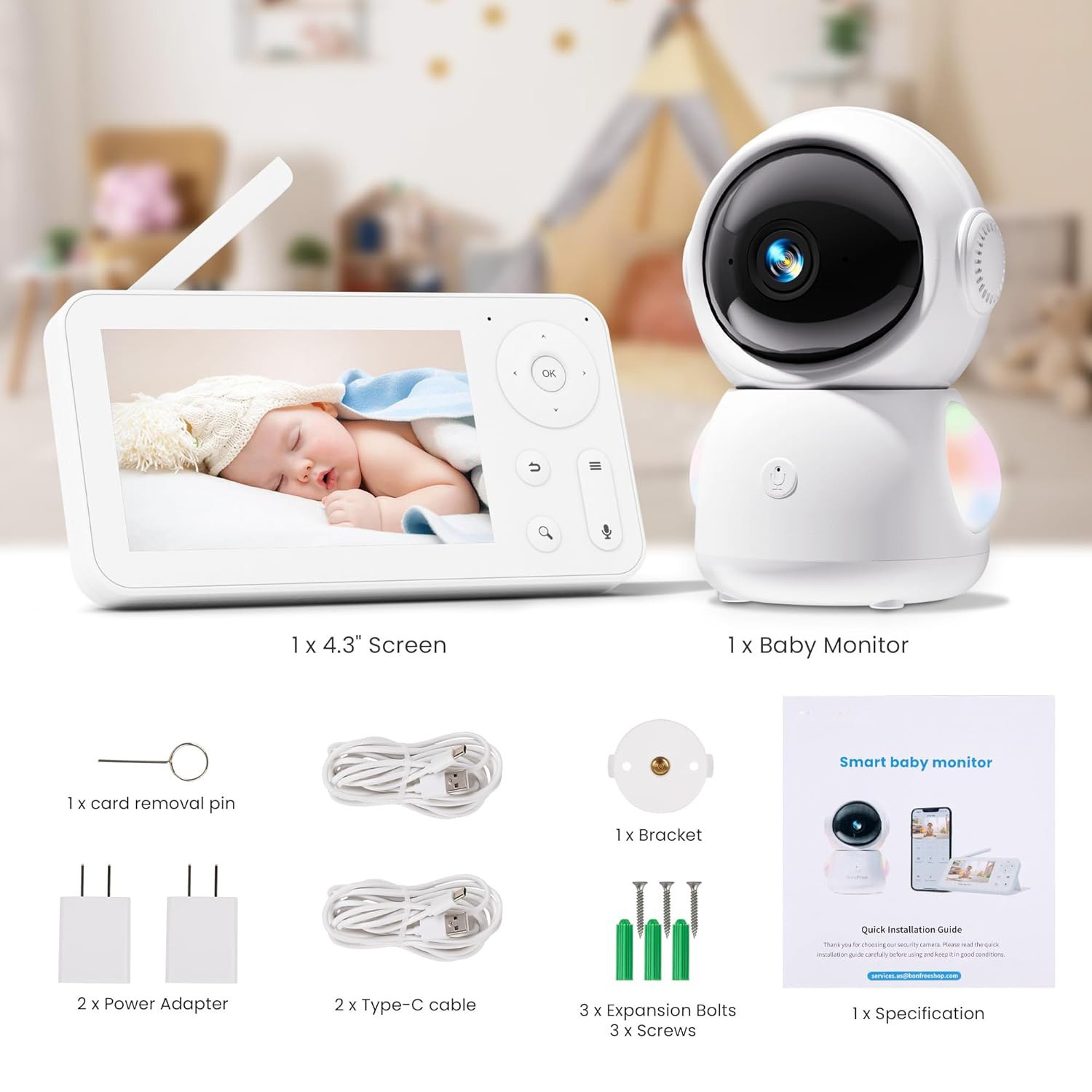 4.3Inch Screen 2MP 1080P Full  - Wireless Baby Monitor ulasan dan harga