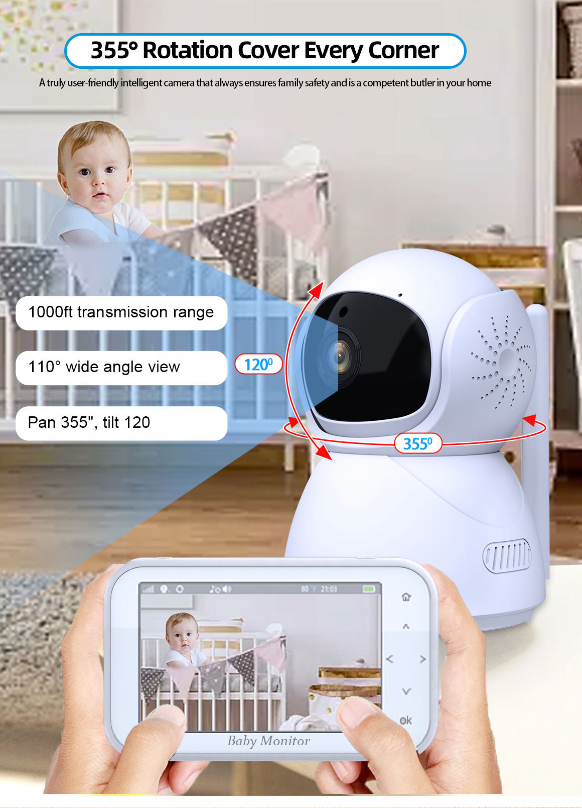 720P Wireless PTZ Baby Monitor - Wireless Baby Monitor ulasan dan harga