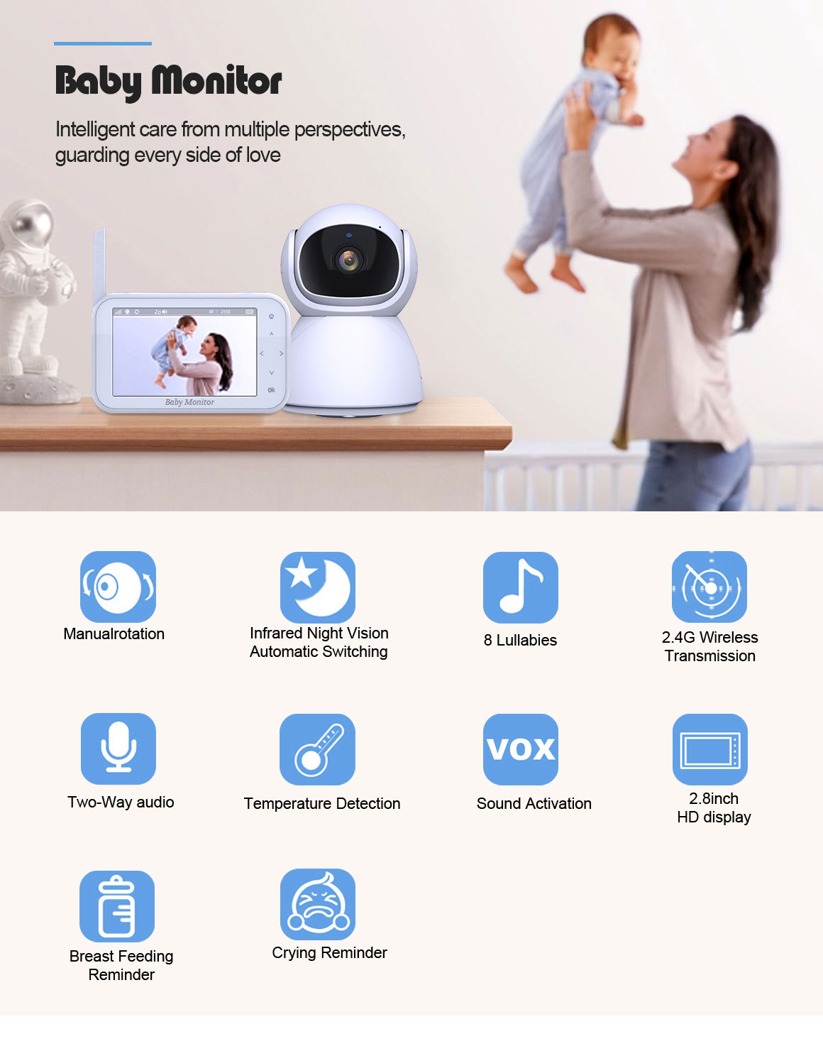 720P Wireless PTZ Baby Monitor - Wireless Baby Monitor ulasan dan harga